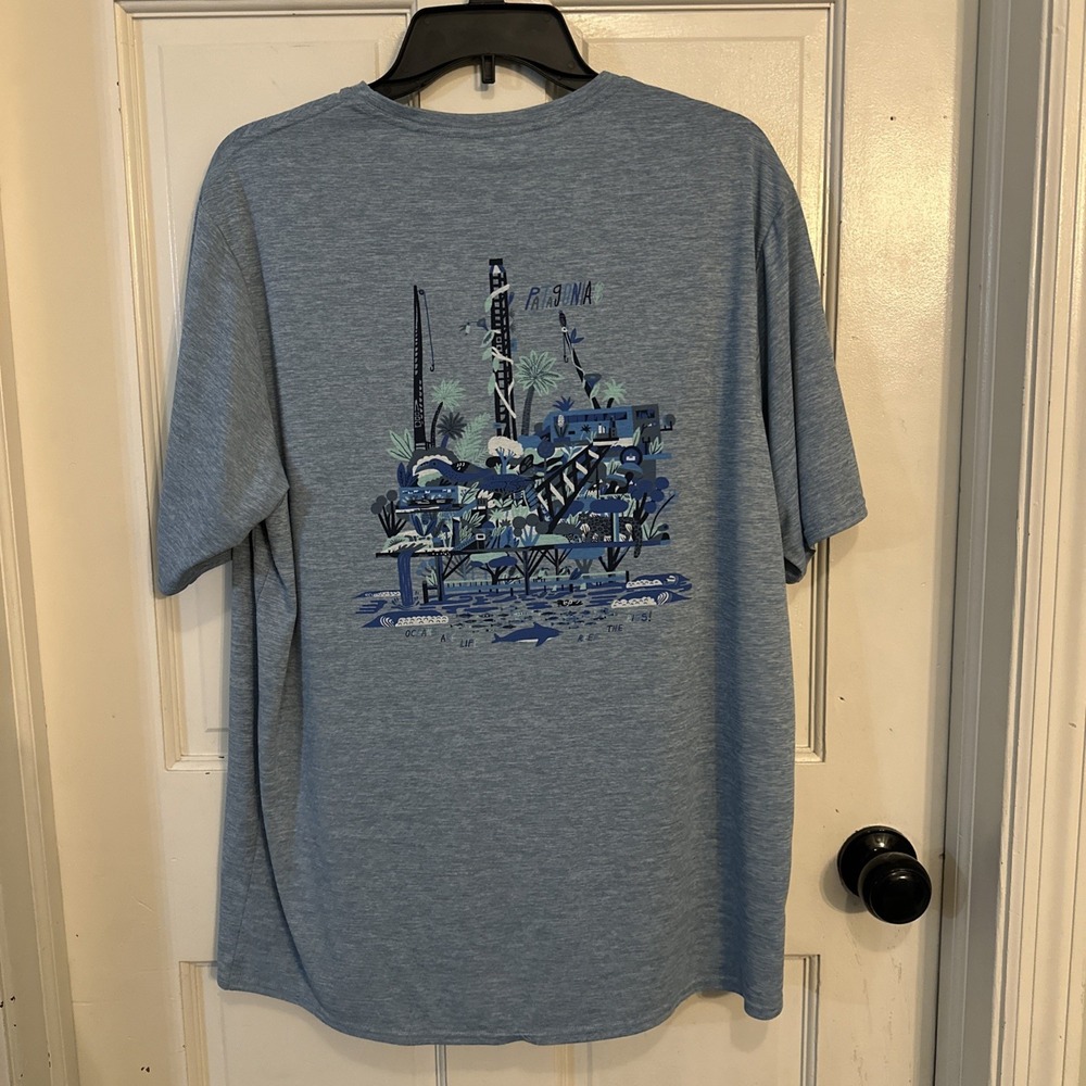 Patagonia Men's Capilene Cool Daily Boardshirt REEF THE RIGS/STEAM BLUE X-DYE Lg
